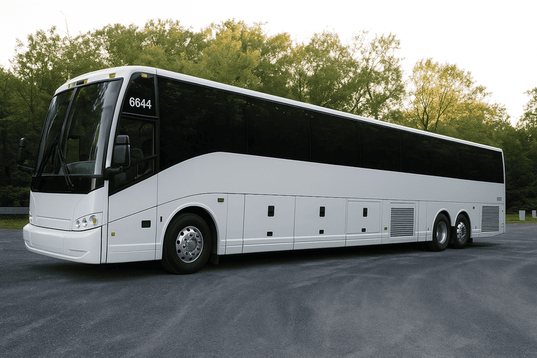 exterior of Charter Bus Rental Elk Grove coach bus